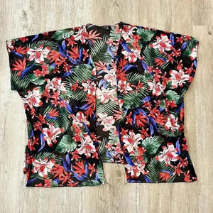 Womens Love Black Floral Kimono - OS